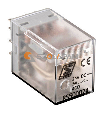 Schrack Dugaszolható relé, 4 váltó, 5A, 24VDC, S-Relé RS5
