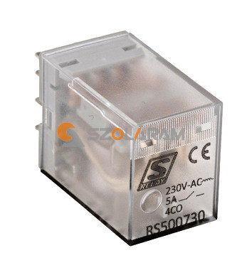 Schrack Dugaszolható relé, 4 váltó, 5A, 230VAC, S-Relé RS5