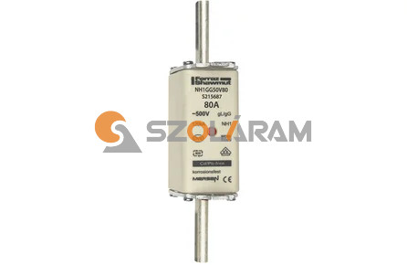 Mersen NH1 80A gL/gG 500V homlokoldali-kioldásjelzéssel NH1GG50V80 biztosítóbetét
