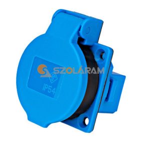   Schrack Schuko beépíthető aljzat fedéllel, 16A, IP54, kék