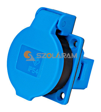 Schrack Schuko beépíthető aljzat fedéllel, 16A, IP54, kék